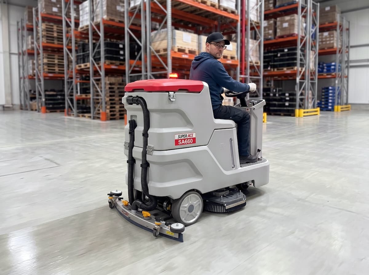 Clevo SA660 high-speed industrial ride-on scrubber