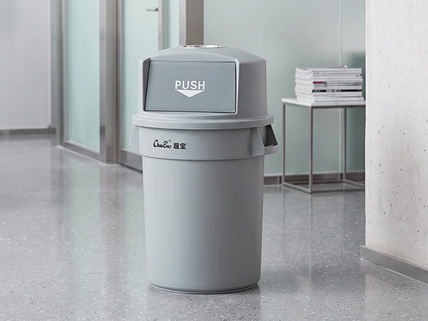 Commercial Trash Can with Push Door Lid