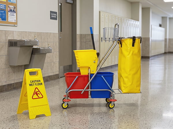janitorial-cleaning-cart-wet-floor-sign