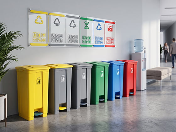 Office Color Coded Recycling Bins