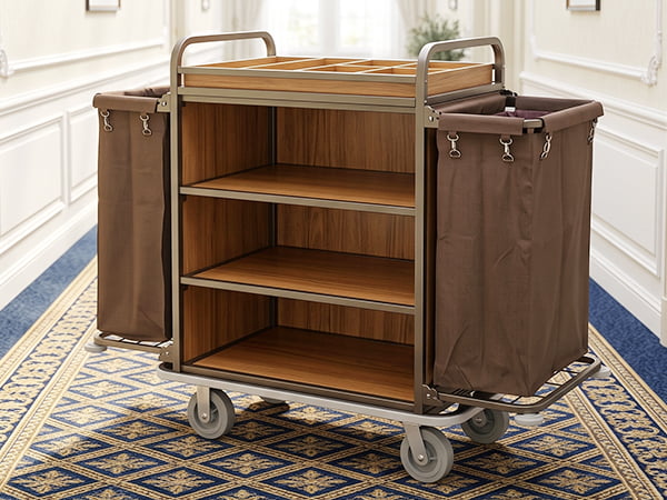wooden-housekeeping-service-cart