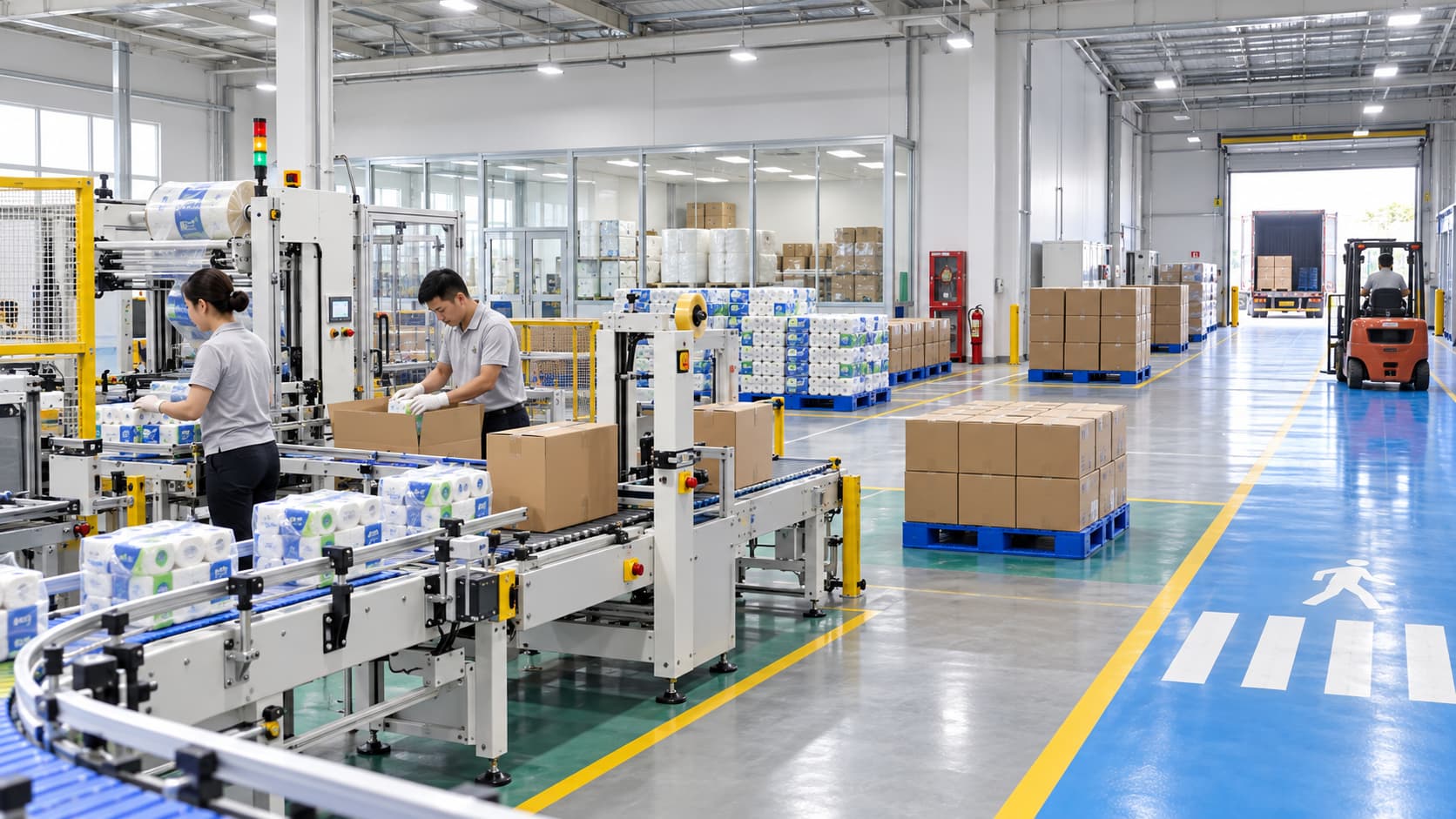 Tissue packaging and finished goods warehouse